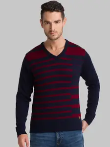 Parx Men Blue & Red Striped Pullover