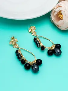aadita Gold-Toned & Black Contemporary Drop Earrings