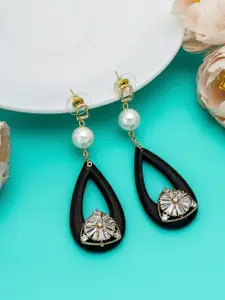 aadita Gold-Toned & Plated AD Studded Spherical Drop Earrings