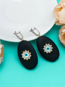 aadita Woman Silver-Toned Oval Drop Earrings