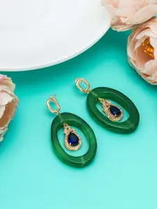 aadita Gold-Toned Spherical American Diamond Studded Drop Earrings