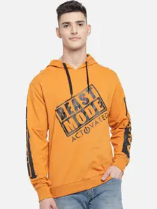 The Dry State Men Rust Printed Hooded Sweatshirt