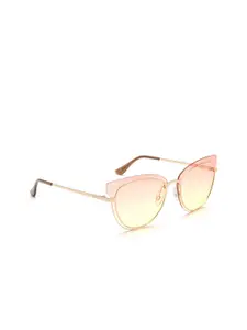 IDEE Women Orange Lens & Gold-Toned Butterfly Sunglasses with Polarised Lens