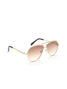 IDEE Women Brown Lens & Gold-Toned Aviator Sunglasses IDS2672RC2SG-Gold