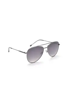 IDEE Men Grey Lens & Silver-Toned Aviator Sunglasses with Polarised Lens IDS2694C2SG