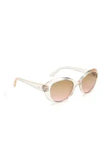 IDEE Women Khaki Lens & Silver-Toned Cateye Sunglasses with Polarised Lens IDS2581C3SG