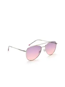 IDEE Women Pink Lens & Silver-Toned Aviator Sunglasses with Polarised Lens IDS2695C3SG