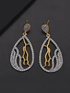Tistabene Woman White Two Tone Plated  Contemporary Drop Earrings
