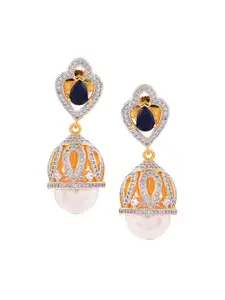 Tistabene Blue & Silver-Toned Classic Jhumkas Earrings