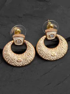 Tistabene Gold-Toned & White Contemporary Drop Earrings