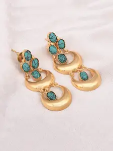 Tistabene Gold-Plated Blue Chandbalis Earrings