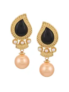 Tistabene Gold-Toned & Black Contemporary Drop Earrings