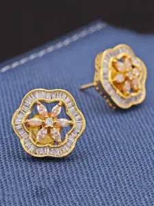 Tistabene Gold-Toned & White Floral Studs Earrings