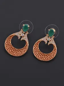 Tistabene Green & Gold  Plated Crescent Shaped Drop Earrings