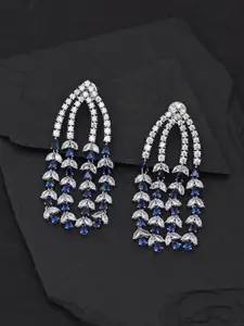 Tistabene Blue & Silver-Toned Contemporary Drop Earrings
