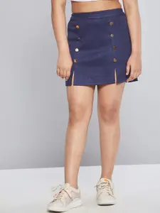 Noh.Voh - SASSAFRAS Kids Girls Navy Blue Solid A-Line Mini Skirt
