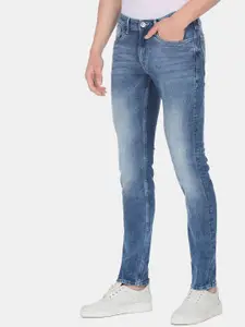 Arrow Sport Men Blue Slim Fit Low Distress Heavy Fade Cropped Jeans