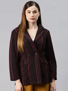 Cottinfab Women Maroon Open Front Formal Blazer