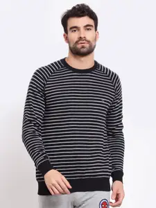 SPORTO Men Black & White Striped Sweatshirt