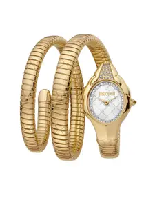 Just Cavalli Women White Embellished Dial Wrap Around Straps Analogue Watch - JC1L189M0035