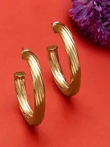 Accessorize London Engraved Lines Chunky Hoop Earrings