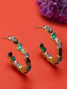Accessorize London Eclectic Stones Studded Half Hoop Earrings