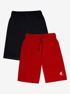 KiddoPanti Boys Black & Red Pack of 2 Sports Shorts