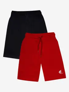 KiddoPanti Boys Black & Red Pack of 2 Sports Shorts