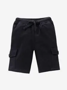 KiddoPanti Boys Black Pure Cotton Cargo Shorts