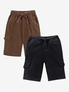 KiddoPanti Set Of 2 Boys Brown Shorts