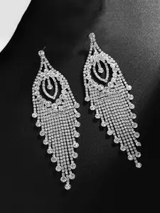 Yellow Chimes Silver-Toned Contemporary Dangler Drop Earrings