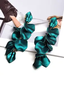 Yellow Chimes Green Flower Petals Drop Earrings