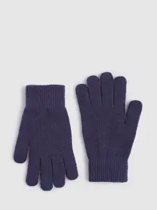 Jack & Jones Men Navy Blue Solid Acrylic Gloves