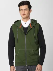Peter England Casuals Men Olive Green Hooded Sweatshirt