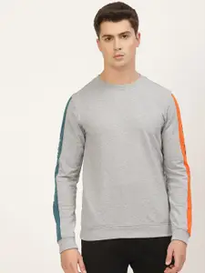 Peter England Casuals Men Grey Melange Solid Knitted Sweatshirt