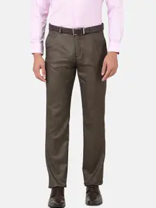 Oxemberg Men Olive Green Smart Slim Fit Trousers