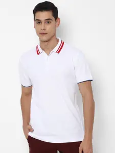 Allen Solly Men White Polo Collar Pure Cotton T-shirt
