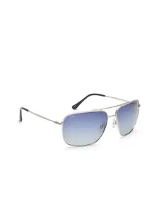 Image Men Blue Lens & Silver-Toned Square Sunglasses with Polarised Lens