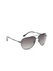 Image Men Grey Lens & Black Aviator Sunglasses with Polarised Lens