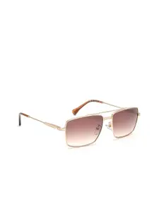 Image Men Brown Lens & Gold-Toned Rectangle Sunglasses with Polarised Lens IMS740C3SG