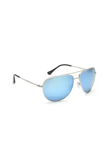 Image Men Blue Lens & Silver-Toned Aviator Sunglasses with Polarised Lens IMS748C2PSG