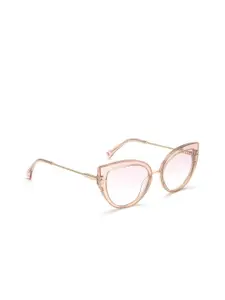 Image Women Clear Lens & Gold-Toned Cateye Sunglasses with Polarised Lens IMS738C7SG