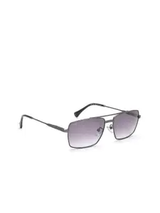 Image Men Purple Lens & Gunmetal-Toned Rectangle Sunglasses with Polarised Lens IMS740C1SG