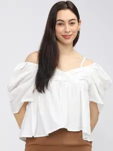 Tokyo Talkies Women White Off-Shoulder Bardot Top