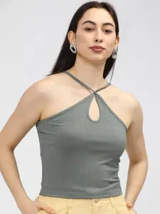 Tokyo Talkies Sage Green Halter Neck Top