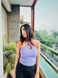 Tokyo Talkies Purple Strappy Solid Top