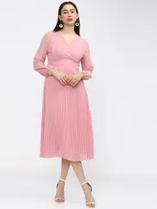 Tokyo Talkies Women Pink Wrap Midi Dress