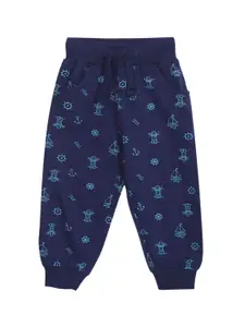 Donuts Infant Boys Navy Blue Nautical Print Straight-Fit Mid-Rise Joggers