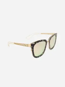 MARC LOUIS MARC LOUIS Women Pink Lens & Gold-Toned Square Sunglasses with Polarised and UV Protected Lens