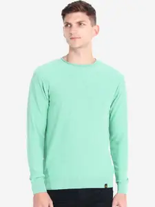 JoE Hazel Men Green Pure Cotton Pullover